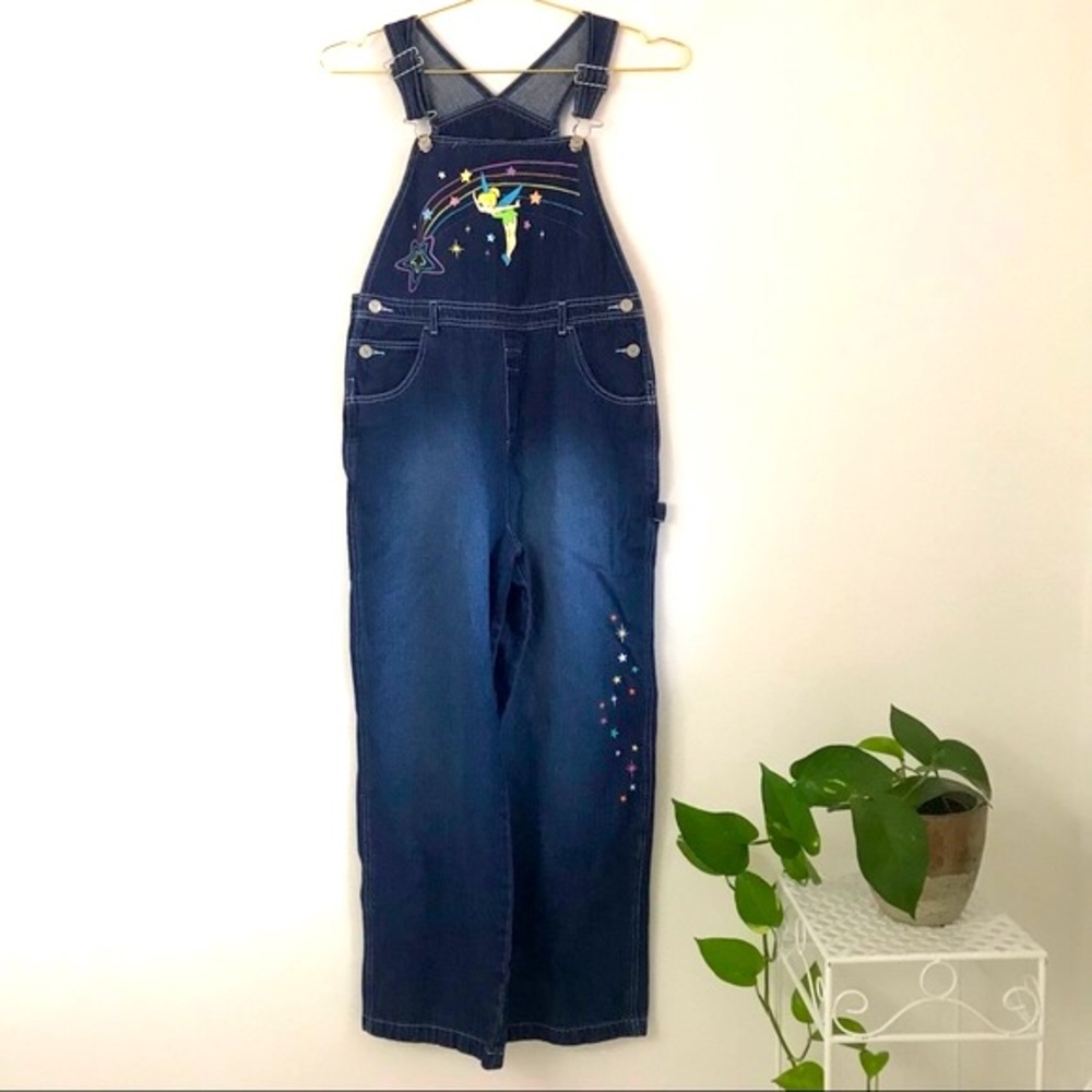 Disney Classics Embroidered Tinker Bell Denim Bib Overalls